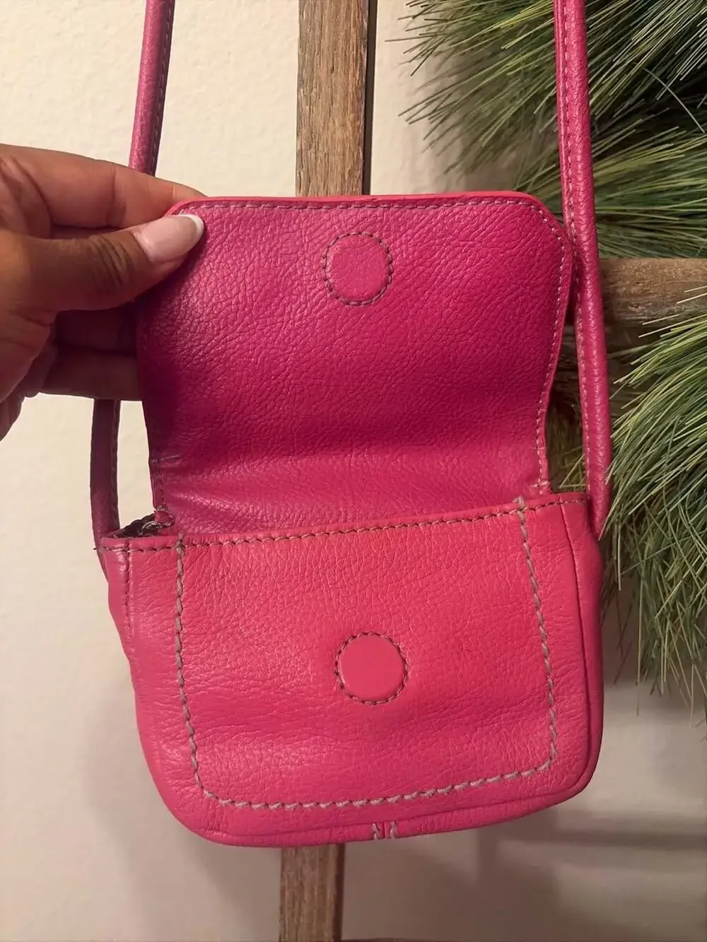 Tignanello Pebbled Leather Mini Flap Crossbody Bag in Pink